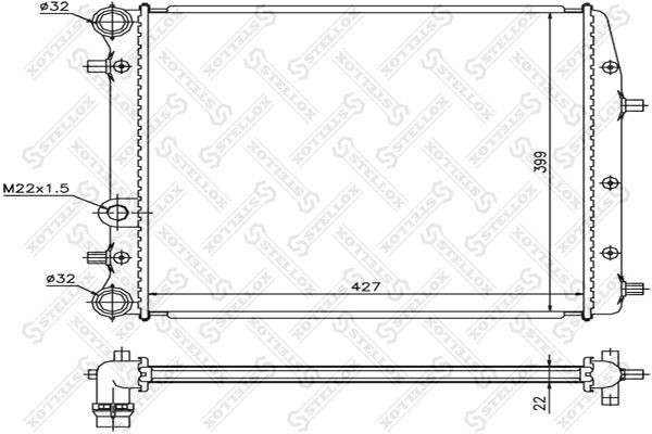 радиатор системы охлаждения! МКПП\ VW Polo 1.4i 02-08 , Seat Cordoba/Ibiza 10-25462-SX STELLOX