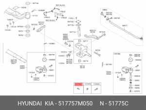 Болт колеса передний UNIVERSE, SPACE 517757M050 HYUNDAI KIA