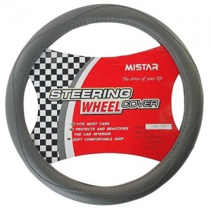 Оплетка руля (M) 37-39см серая кожа MISTAR MISLT35CGYM MISTAR