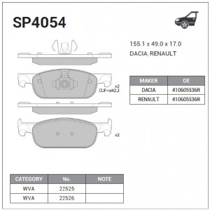 Колодки тормозные RENAULT LOGAN 12- перед. SP4054 SP4054 SANGSIN