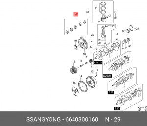 Вкладыши SSANGYONG Kyron (05-),Rexton (04-) (D27) шатунные d+0.00 комплект (10шт 6640300160 SSANG YONG