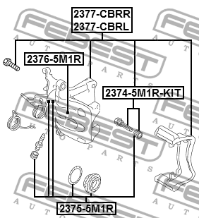 РЕМКОМПЛЕКТ СУППОРТА ТОРМОЗНОГО ЗАДНЕГО подходит для AUDI A3/A3 Sportback (8P) 2 2375-5M1R FEBEST