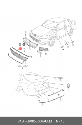 эмблема передняя!\ VW Polo RUS 10-15 6R0 853 600 A ULM VAG