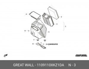 Фильтр воздушный Haval F7, F7x 1,5-2,0 (1109110XKZ1DA) Haval F7 19-, Haval F7x 1 1109110XKZ1DA HAVAL