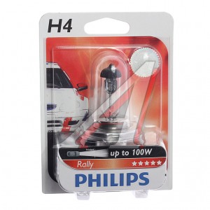 Лампа 12V H4 100/90W P43t-38 блистер (1шт.) Rally PHILIPS 12569RAB1 PHILIPS