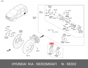 колодки задние дисковые 58302-M0A01 58302M0A01 HYUNDAI KIA