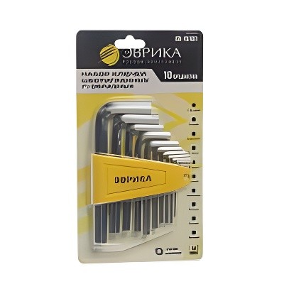 Набор ключей шестигранных 1.5-10мм Г-образных 10 предметов ЭВРИКА ER-15101 EVRIKA