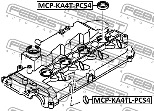 Кольцо уплотнительное форсунки впрыска топлива (4 шт.) MCP-KA4T-PCS4 FEBEST