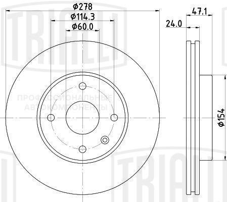 Диск тормозной передний d=278 DF 062108 TRIALLI