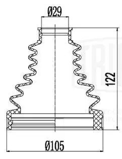 Пыльник ШРУСа Ford Transit (13-) 2.2TDCi (внутр.компл: хомуты/смазка/крепеж) (CR FG1027 TRIALLI