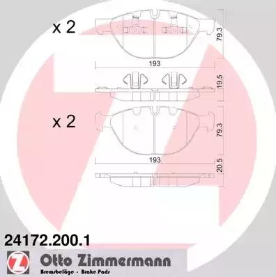 колодки дисковые !перед. 193x79x20 \ BMW X5/X6 E70/E71 4.8i/5.0i/3.0D 07> 24172.200.1 ZIMMERMANN
