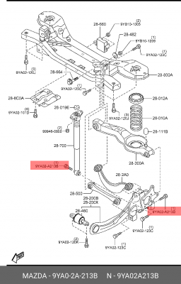 Болт MAZDA CX-7 рычага заднего поперечного OE 9YA0-2A-213B MAZDA