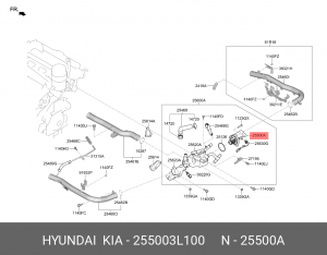 Термостат HYUNDAI G80 (16-),G90 (16-) KIA K900 (18-) (3.3/3.8) OE 255003L100 HYUNDAI KIA