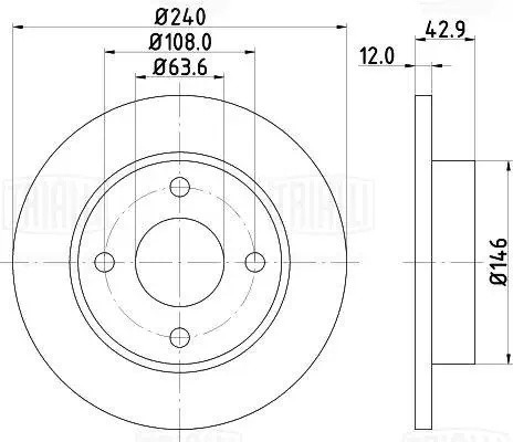 Диск торм. Ford Fiesta (96-)/Mazda 121 (96-) перед. d=240 (DF 263907)  2шт DF263907 TRIALLI