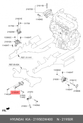 Опора двигателя HYUNDAI Santa Fe (12-) (TCI) передняя OE 219502W400 HYUNDAI KIA