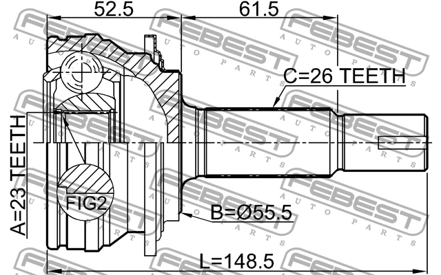 ШРУС наружный к-кт!\ Toyota Corolla 1.5 09> 0110-1NZFE FEBEST