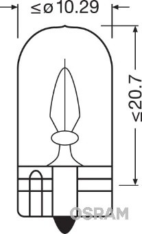 Лампа 12V W2W W2.1x9.5d OSRAM 2820 OSRAM