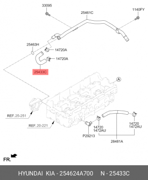 Шланг HYUNDAI Porter 2 (12-),Starex H-1 (12-) KIA Bongo 3 (12-) (2.5-A2) системы 254624A700 HYUNDAI KIA