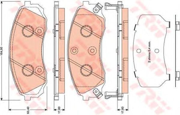 Колодки передние HYUNDAI H1 (TQ), KIA CARNIVAL III (VQ) GDB3448 GDB3448 TRW