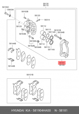 Суппорт HYUNDAI Starex H-1 (07-) передний правый OE 581904HA00 HYUNDAI KIA