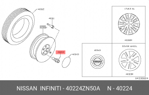 Гайка колеса м20 40224-ZN50A 40224-ZN50A NISSAN