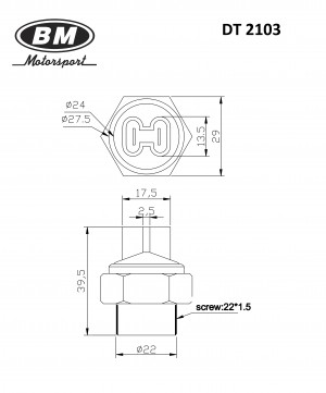 Датчик включения вентилятора, 92-88'C  DT2103 DT2103 BM MOTORSPORT