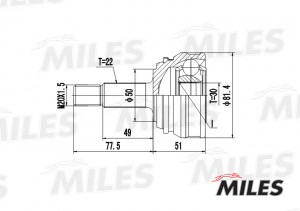 ШРУС наружный VW G1/CADDY 1.1-1.8 77-92 (GKN 302115) GA20515 GA20515 MILES