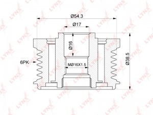 шкив генератора!\ Peugeot 307/407, Citroen C3/C4/C5/C8/Berlingo 1.4-2.2HDi 01> PA-1048 LYNXAUTO
