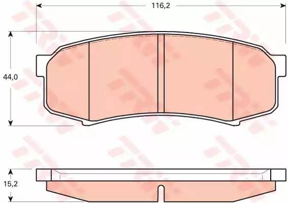 Колодки тормозные TOYOTA Land Cruiser 80, 90, 100 задние (4шт.) (ЗАМЕНА НА GDB11 GDB3464 TRW
