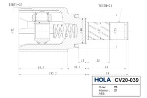 ШРУС ВАЗ Vesta (внутренний) КПП RENAULT JH3 CV20-039 HOLA