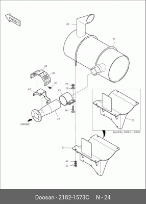 2182-1573C Трубка выпускная 2182-1573C DOOSAN