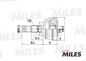 ШРУС наружный FIAT BRAVA/BRAVO/PUNTO/TIPO 1.1-1.9D 87-01 (GKN 301976) GA20088 GA20088 MILES
