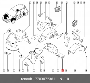 Клипса RENAULT OE 7703072361 RENAULT