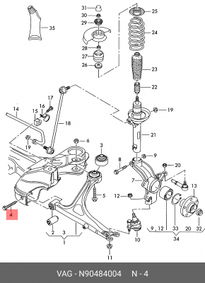 Болт VW Golf,Jetta,Passat,Touareg AUDI A4,A6,A8 OE N 904 840 04 VAG