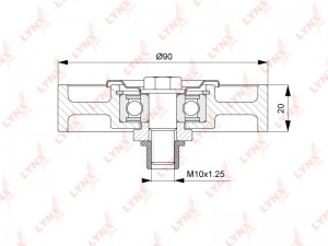 Ролик приводного ремня TOYOTA Land Cruiser (J200) обводной LYNX PB-7264 LYNXAUTO