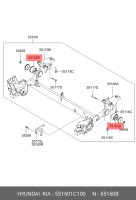 Сайлентблок задней балки 551601C100 HYUNDAI KIA