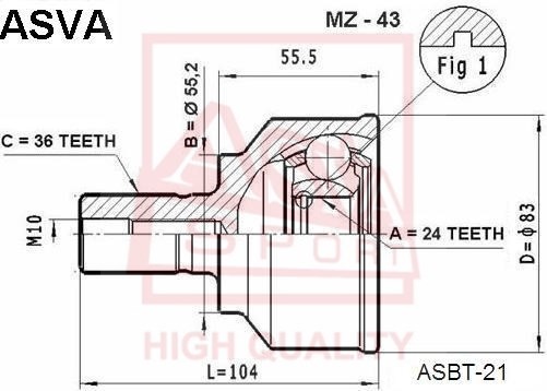 ШРУС наружный MAZDA 3 (03-09) комплект ASVA MZ-43 ASVA
