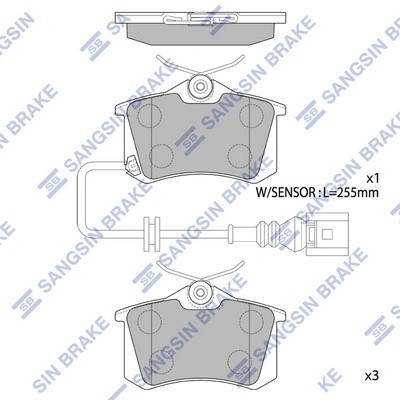 Колодки тормозные VW AUDI SEAT SKODA задние (4шт.) SANGSIN SP1870 SANGSIN