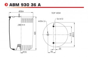 Пневмоподушка Новтрак без стакана ось BPW (Neotec ABM93036A) ABM93036A TIPTOPOL