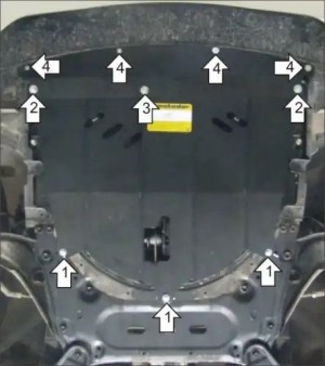 Защита картера Nissan Qashqai, V2.0, передний, АКПП с 2014 г 01453 MOTODOR