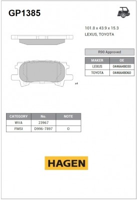 Колодки задние LEXUS RX 03-08, TOYOTA HARRIER 03-08 GP1385 GP1385 SANGSIN