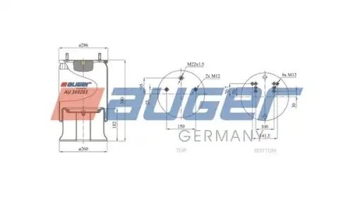 Пневмоподушка со стаканом MB/Schmitz/Weweler AU349283K AUGER