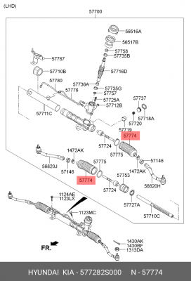 пыльник рейки рулевой!\ Hyundai IX35 10> 577282S000 HYUNDAI