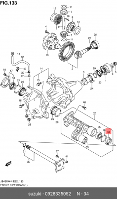 Сальник привода SUZUKI Grand Vitara (01-) переднего OE 09283-35052 SUZUKI