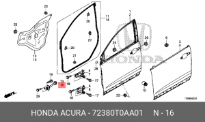 КОМП. КОНТРОЛЬНОГО УСТРОЙСТВА, ЛЕВ. ПЕРЕДН. ДВЕРЬ HONDA 72380T0AA01 HONDA