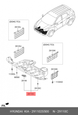 Защита двигателя HYUNDAI ix35 (10-) OE 291102S500 HYUNDAI KIA