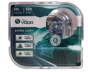 Лампа галогенная H1 12V 55W "NORD YADA" Extra Light +50% (Plastic case) (2 шт.) 907362 NORD YADA