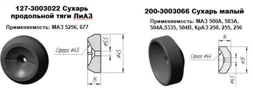 Вкладыш МАЗ тяги рулевой верхний широкий БААЗ 64227300306601 BAAZ