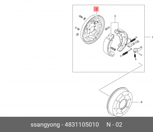 Цилиндр тормозной задний SSANGYONG Actyon (06-),Kyron(05-),Rexton (02-) левый/пр 4831105010 SSANG YONG
