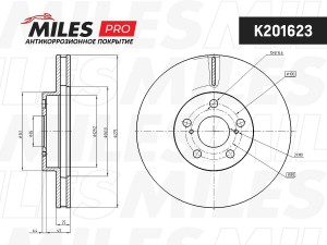 Диск тормозной (серия PRO с антикоррозионным покрытием) TOYOTA CELICA 1.8 99-00  K201623 MILES